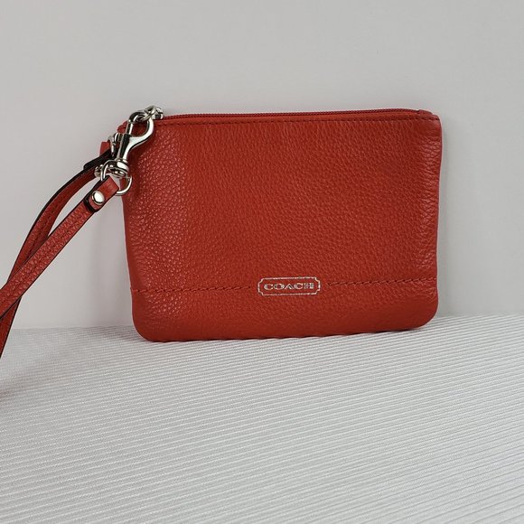 Coach Handbags - 18: Coach Red Wristlet with Clasp Handle